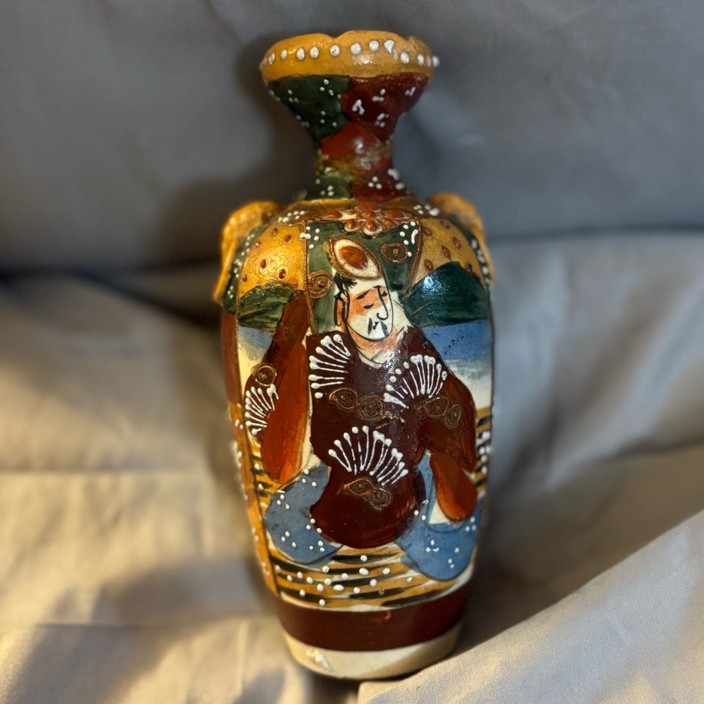 Antique Japanese Satsuma Vase, Small/ Hand Painted